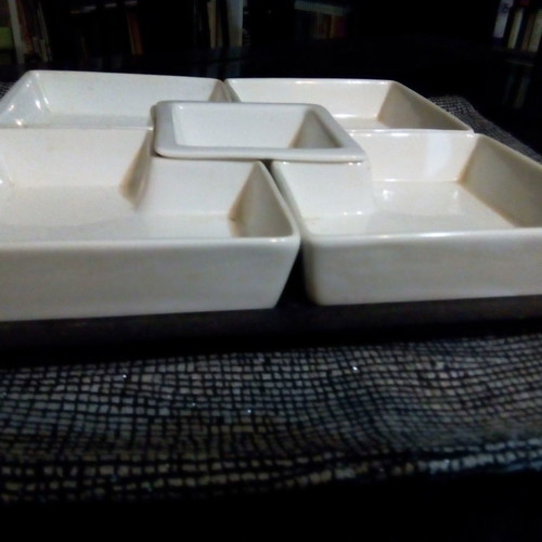 English porcelain articulated hors d'oeuvres set of 3 new pieces