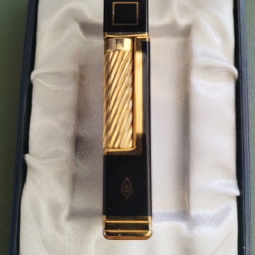 Vintage German Colton Prestige Gold Plated & Enamel Gas Lighter a la Davidoff like new