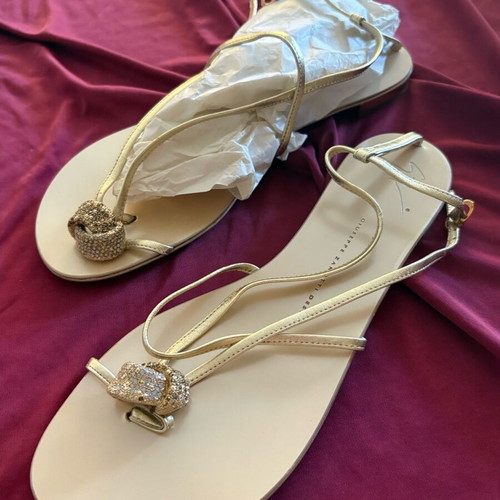 Giuseppe Zanotti Gold Sandals with Strass Size 40 New