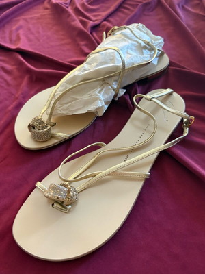 Giuseppe Zanotti Gold Sandals with Strass Size 40 New