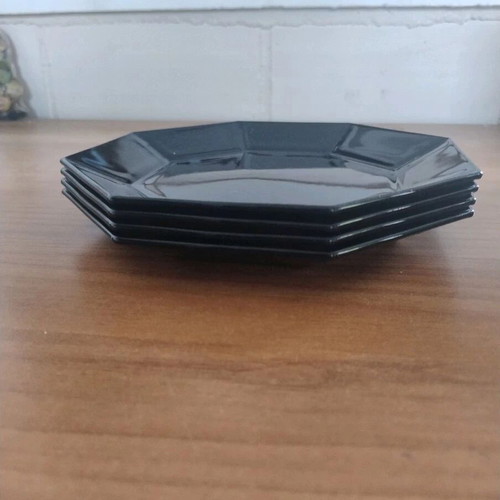 Arcoroc France black glass fruit plate set of 4