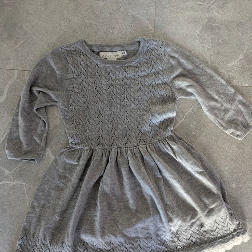 Grey knitted dress H&M L.O.G.G. like new, age 6-8 years