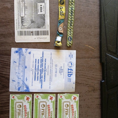Fib Festival Benicassim 2005 and 2011 collectible tickets and wristbands used