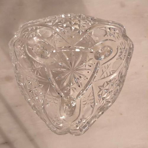 Triangular glass fondant dish like new, 1950s vintage