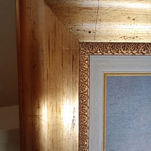 Painting very large with golden frame in excellent condition