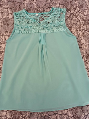 Women's blouse with lace size S new, turquoise