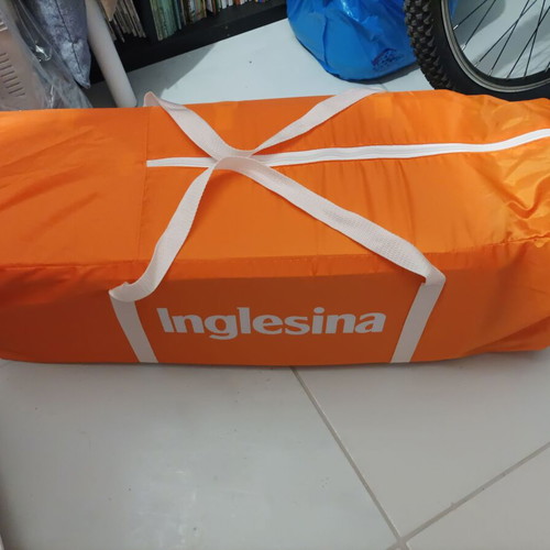Inglesina Lodge orange playpen used, two-level