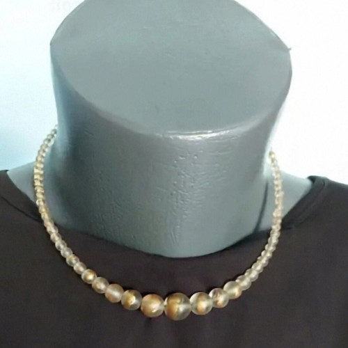 Murano Bead Vintage Choker Necklace used, gold plated, 39.5cm