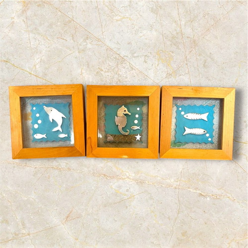 Handmade Sea-Themed Frames Set of 3
