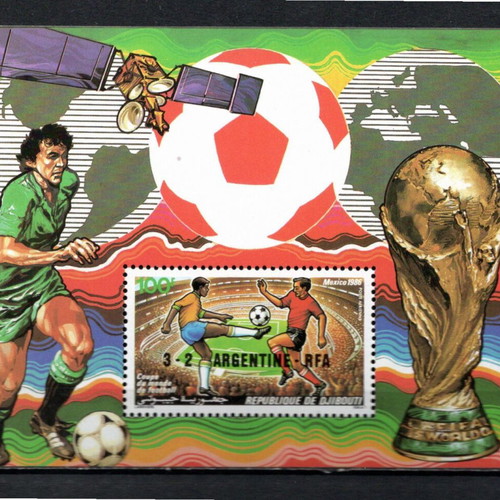 Djibouti 1986 Airmail Football World Cup Mexico 1986 large souvenir complete set new sealed luxury
