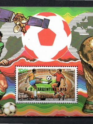 Djibouti 1986 Airmail Football World Cup Mexico 1986 large souvenir complete set new sealed luxury