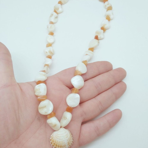 Handmade shell necklace new with semi-precious stones and magnetic clasp