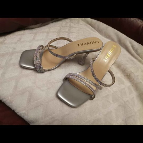 Silver heels like new, size 39