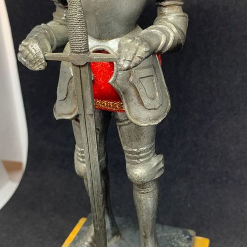 Knight statue used with 16th century Spanish armor, cast metal