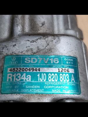 Compressor AC Sanden SD7V16 1J0-820-803A used for VW Group