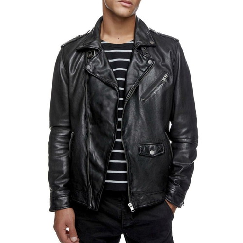 Jack & Jones men's leather jacket like new, size L, black