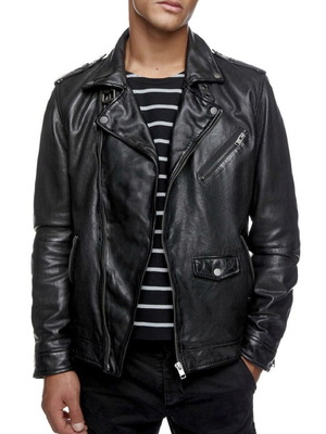 Jack & Jones men's leather jacket like new, size L, black