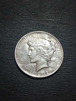Peace Dollar ασημένιο νόμισμα του 1922 με καθαρότητα 900‰ και βάρος 26,73 g