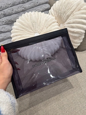 Dolce & Gabbana transparent pouch like new, black PVC with leather trim