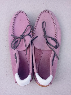 Women's driving shoes used, pink suede, size 36