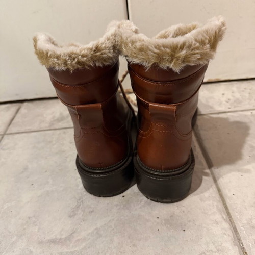 Zara winter brown fur ankle boots like new, size 37