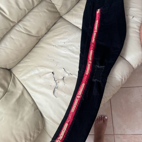 Sik Silk men's black small denim pants with red stripe in excellent condition