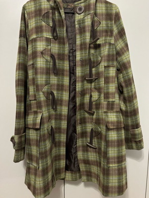 Παλτό Helmi σαν καινούργιο, καρό σε καφέ και πράσινες αποχρώσεις, μέγεθος L