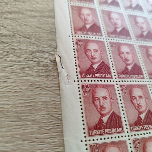Vintage Turkish Stamps featuring İsmet İnönü 5 sheets used
