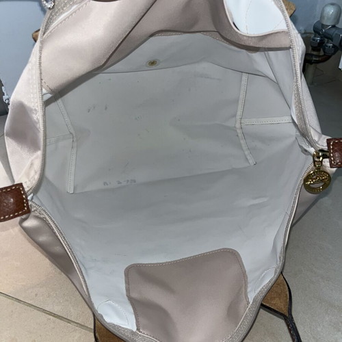 Longchamp shoulder bag used, white and beige
