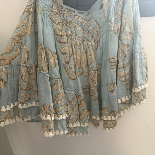 Summer set blouse and skirt like new, blue and beige, size M/L