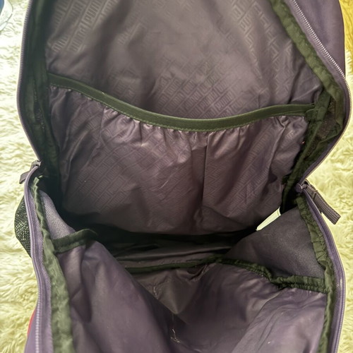Puma backpack used, purple sports bag with mesh pockets