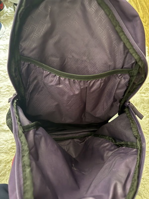 Puma backpack used, purple sports bag with mesh pockets