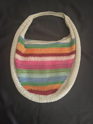 Fullah Sugah knitted Boho shoulder bag, multicolored with zipper