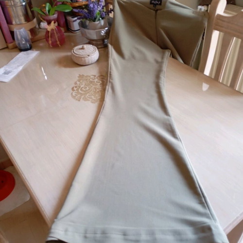 Khaki flared pants very elastic like new