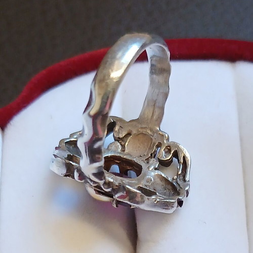 Silver gold ring with ruby, like new