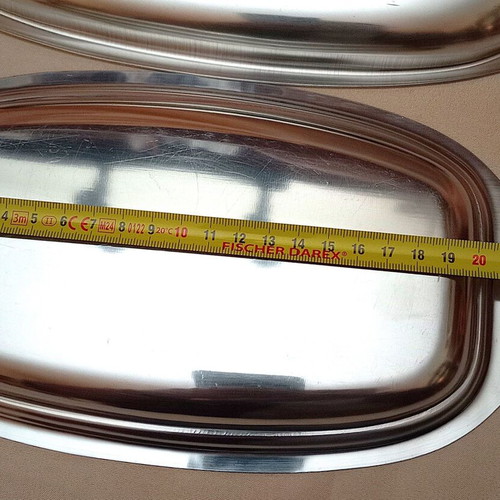 Stainless Steel Serving Trays used, set of 2, one Corona