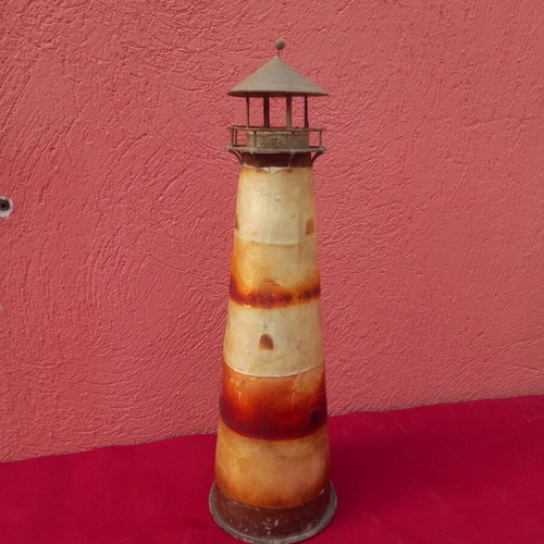 Handmade metal lighthouse, 40 cm height