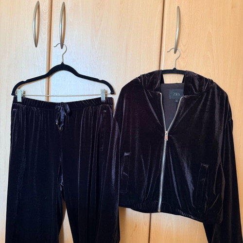 Zara velvet tracksuit set brown like new