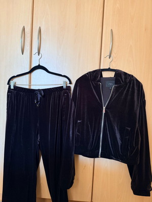 Zara velvet tracksuit set brown like new