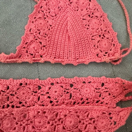 Zara knitted bikini used, pink, size S