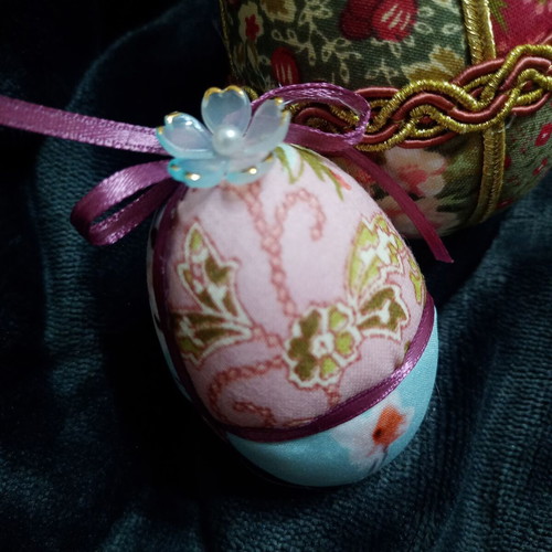 Set of 3 handmade Easter eggs printed fabric like new