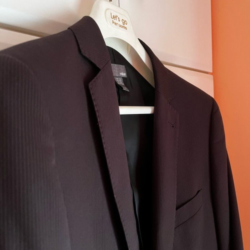 Ανδρικό σακάκι H&M μεταχειρισμένο, μέγεθος Large, σκούρο μπλε με ελαφρύ κάψιμο