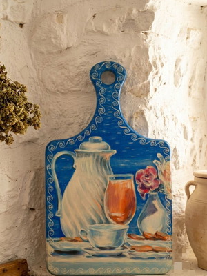 Hand-painted bread cutting board, new, 21.5 x 36 cm