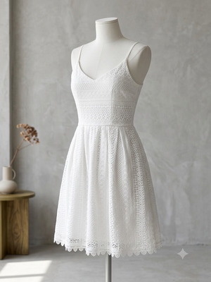 Only white lace summer dress size 40 L like new