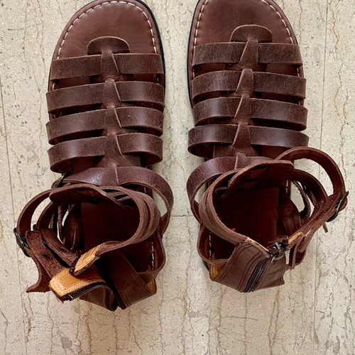Men's Handmade Leather Brown Sandals like new, size 41
