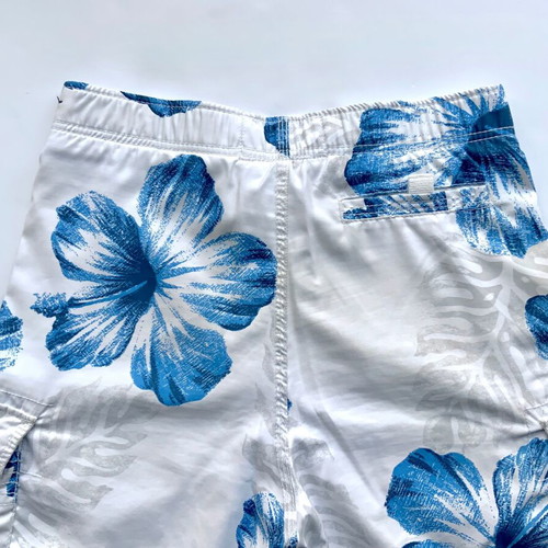 Abercrombie & Fitch men's swim shorts size S like new, white with blue flowers