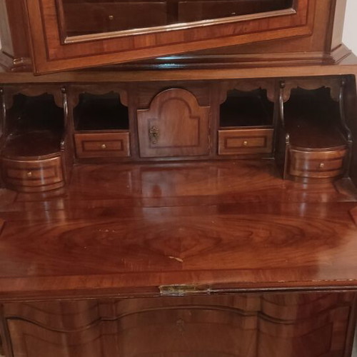 Vintage Dutch Baroque Secretary Desk with Display Cabinet like new