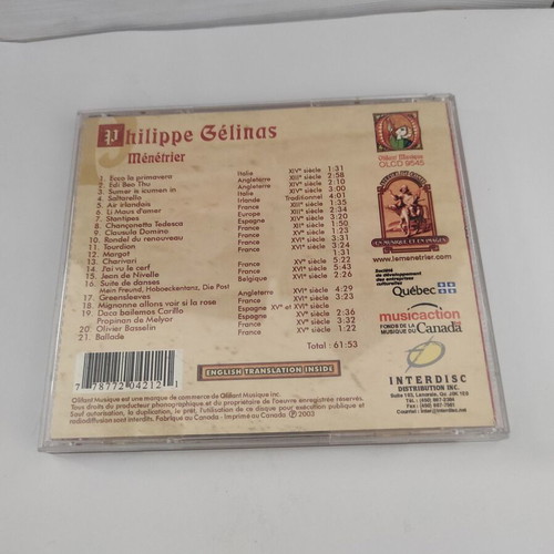 Philippe Gélinas Ménétrier CD album, folk