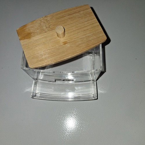 Cotton swab holder like new, wood and plastic