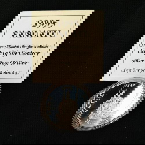 Μεγάλο ασημένιο νόμισμα 1995 Vanuatu Lady of the Century σαν καινούργιο
